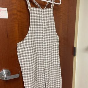 Free People Overalls Playsuit Lightweight Cotton Brown White Loose Fit